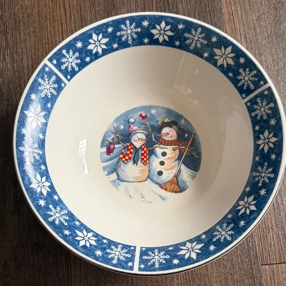 Snowman Themed Blue and White Dishes - Picture 3 of 4